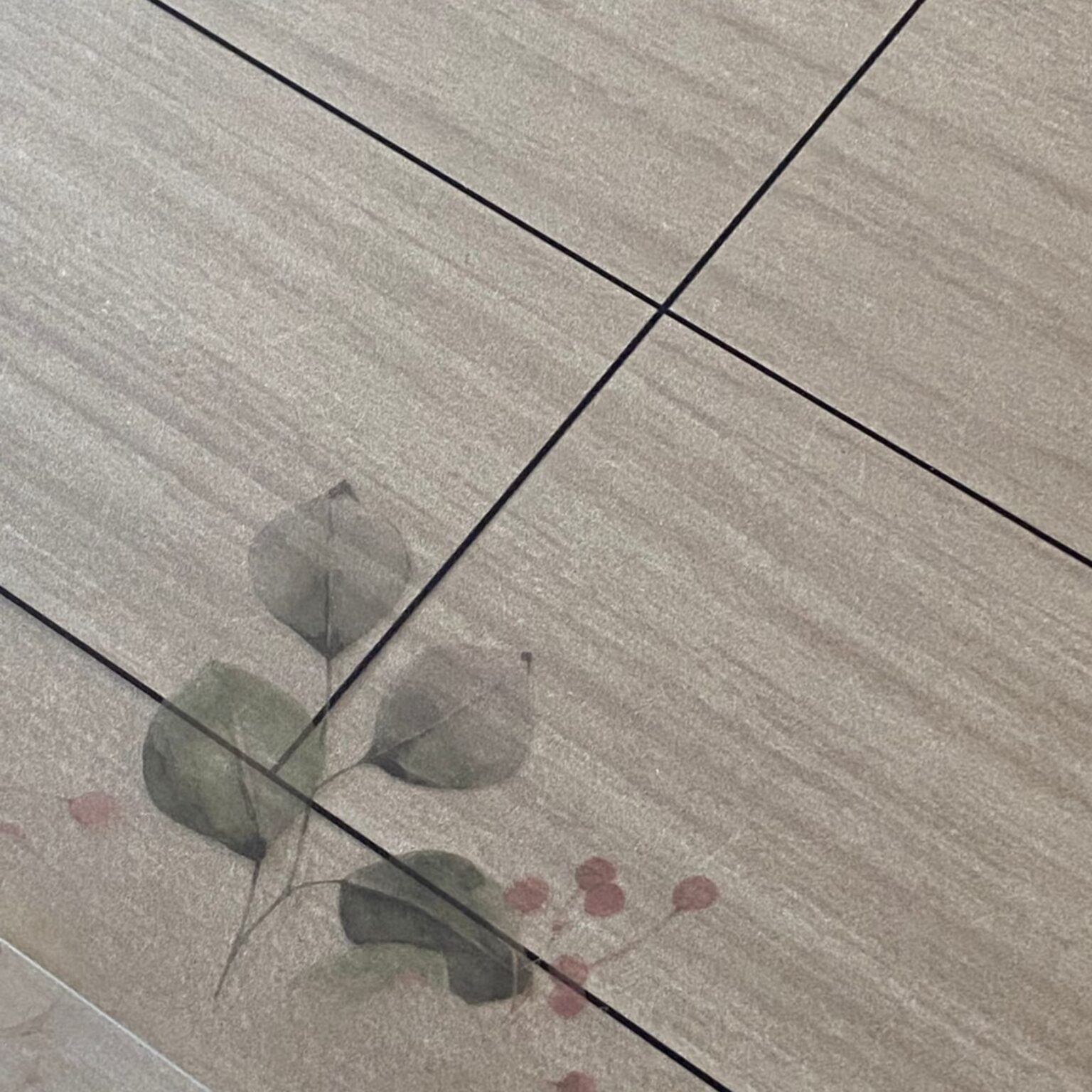 Close-up of botanical artwork detail on a planner